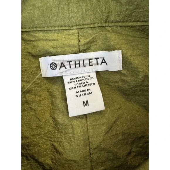 Athleta Green Nylon Utility Jacket Shirt Oversized Relaxed Fit Medium Athleisure - Picture 9 of 12